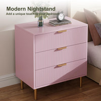 Cassettiera Garvee Modern Pink a 3 cassetti con maniglie dorate per camera da letto e soggiorno, 28"x17"x30", legno MDF