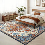 Garvee Tappeto Lavabile a Macchina con Motivo Floreale Vintage, Resistente alle Macchie, Retro Antiscivolo, 200x290cm per Soggiorno e Camera - Arancione