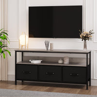 Mobile porta TV Garvee da 55 pollici con cassetti in tessuto e piedini regolabili per soggiorno e camera da letto, grigio, robusto legno MDF