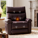 Garvee Poltrona Relax Oversize in Pelle PU con Massaggio e Riscaldamento, Recliner Girevole e Dondolo, Braccioli Comfort, Ideale per Soggiorno, Nero - Marrone
