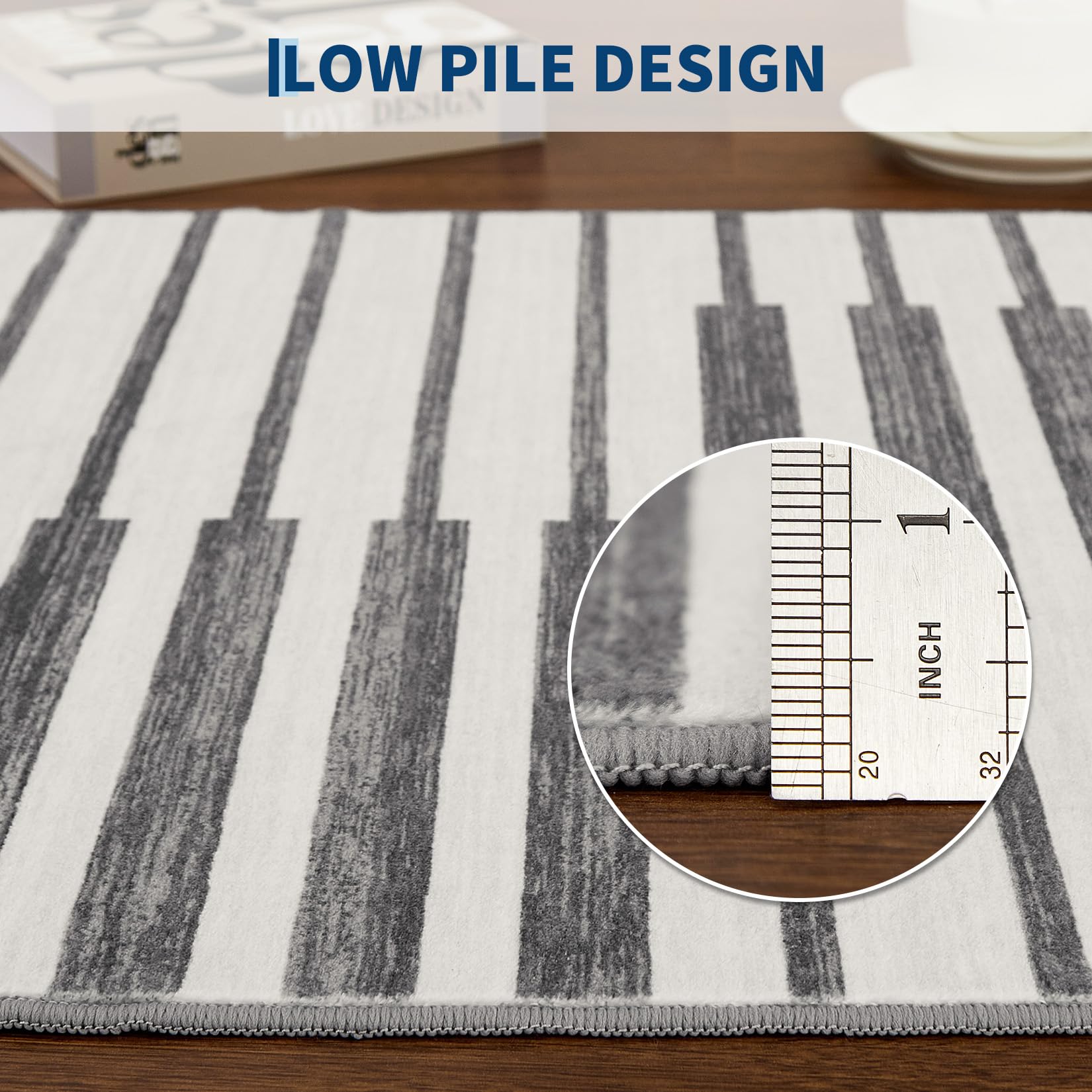 Tappeto Garvee 80x150 lavabile a pelo corto antiscivolo grigio chiaro per soggiorno, camera da letto, cucina, corridoio