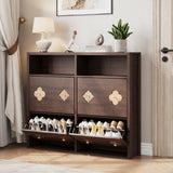 Garvee Mobile Porta Scarpe con 4 Cassetti Ribaltabili, Legno Certificato FSC, Colore Marrone, per Ingresso e Corridoio, Design Salvaspazio - Brownish-Red
