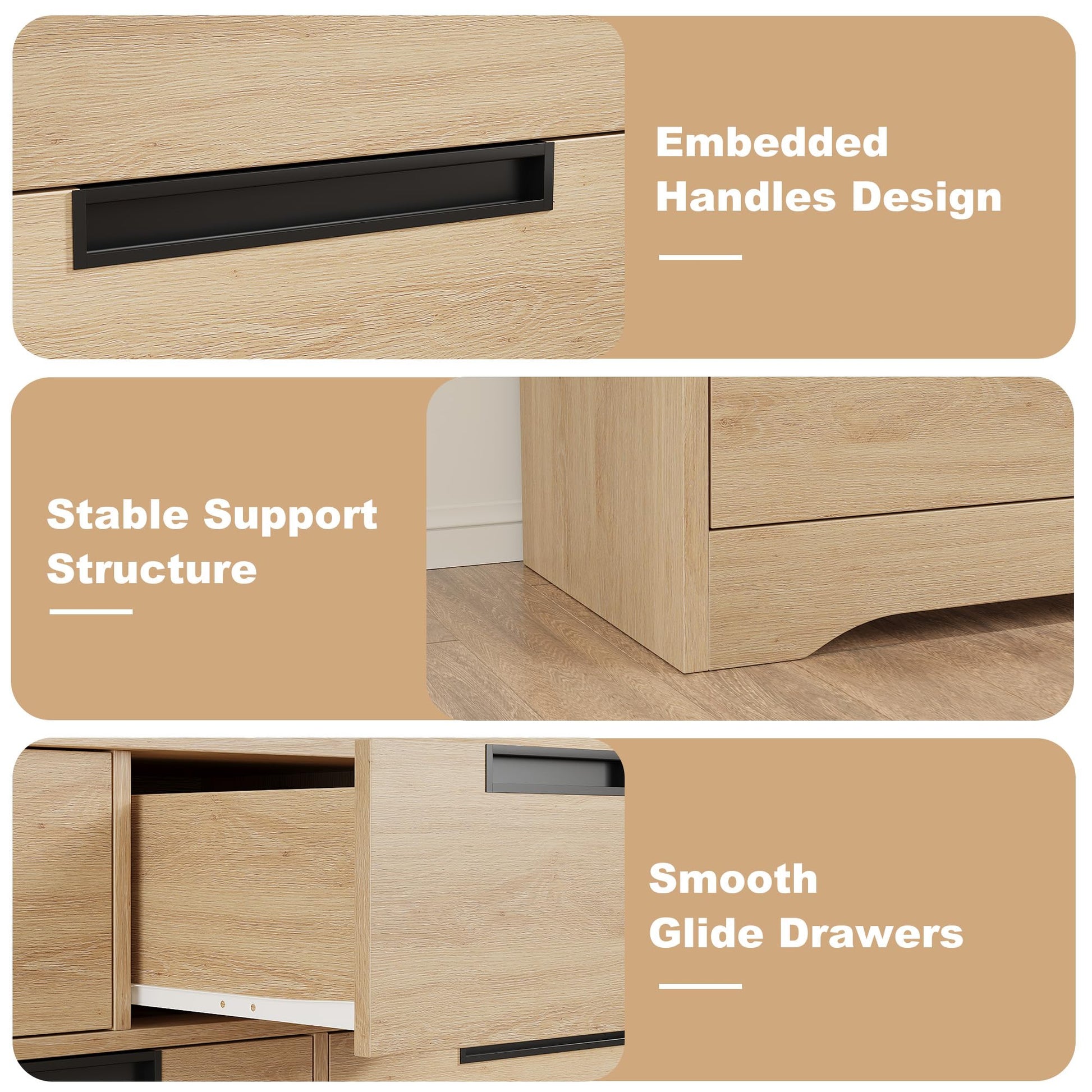 Cassettiera in legno Garvee a 5 cassetti con maniglie integrate per camera da letto e soggiorno, design moderno, robusta, versatile, bianca