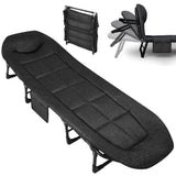 Garvee Letto Pieghevole Portatile 200 cm con Cuscino e Cuscinetto, Supporto 227 kg, Telaio in Acciaio, Tasca Spaziosa, Campeggio Spiaggia, Leggero - Nero