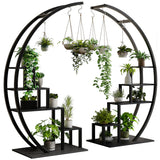 Garvee Plant Stand a 5 ripiani in metallo semicircolare, set da 2 pezzi per soggiorno e balcone, altezza 56" (nero)