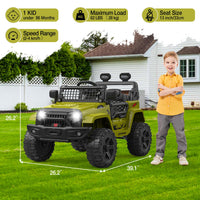 Garvee 12V Kids Electric Off-Road Car Green con telecomando e Bluetooth – SUV robusto per bambini e bambine dai 3 anni in su