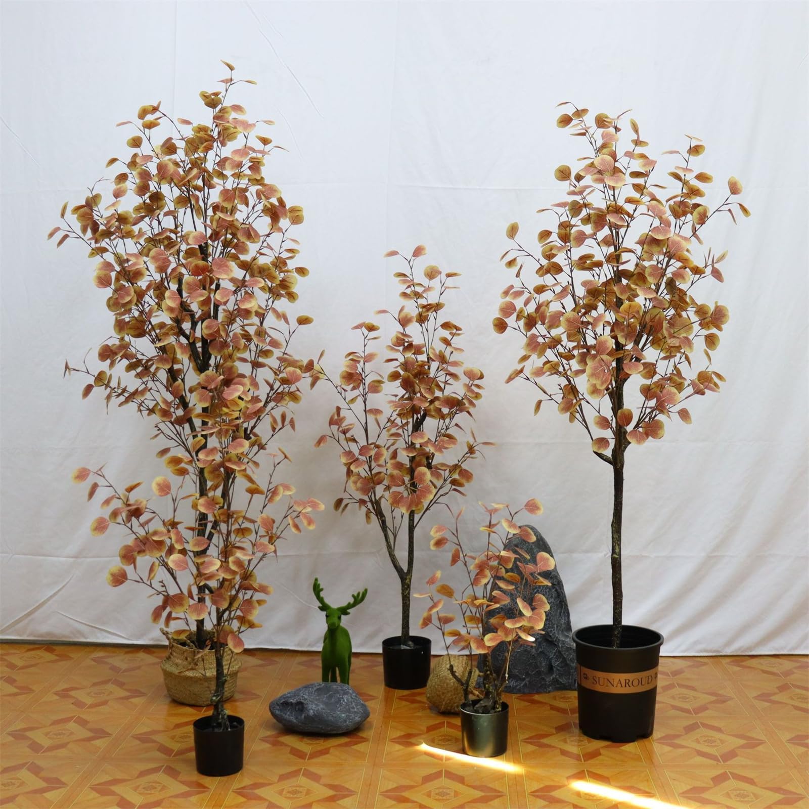 Albero di eucalipto artificiale Garvee da 6 piedi con foglie di seta per soggiorno e uso esterno, vaso di plastica, foglie autunnali, realistico, facile da curare