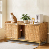Garvee Mobile In Rattan Per Lettiera Nascosta Doppia Con Tappetini E Ganci Per Soggiorno E Camera Da Letto Naturale Ventilato - Natural