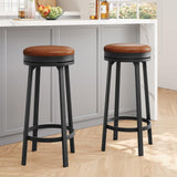 Garvee Set di 2 Sgabelli da Bar Girevoli in Pelle PU Marrone, Telaio in Metallo, Poggiapiedi, Design Moderno per Cucina e Isola