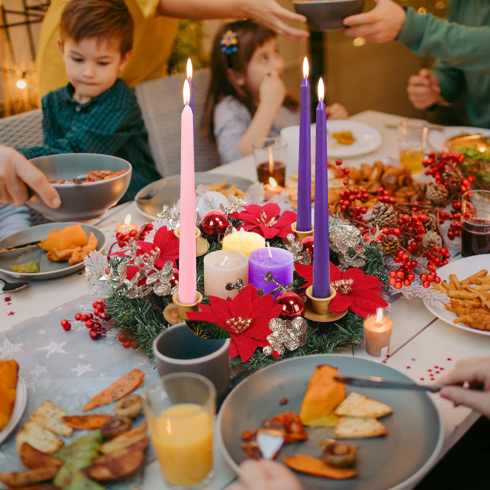 Ghirlanda natalizia Garvee da 13 pollici con portacandele per la decorazione esterna di porte e finestre, rossa