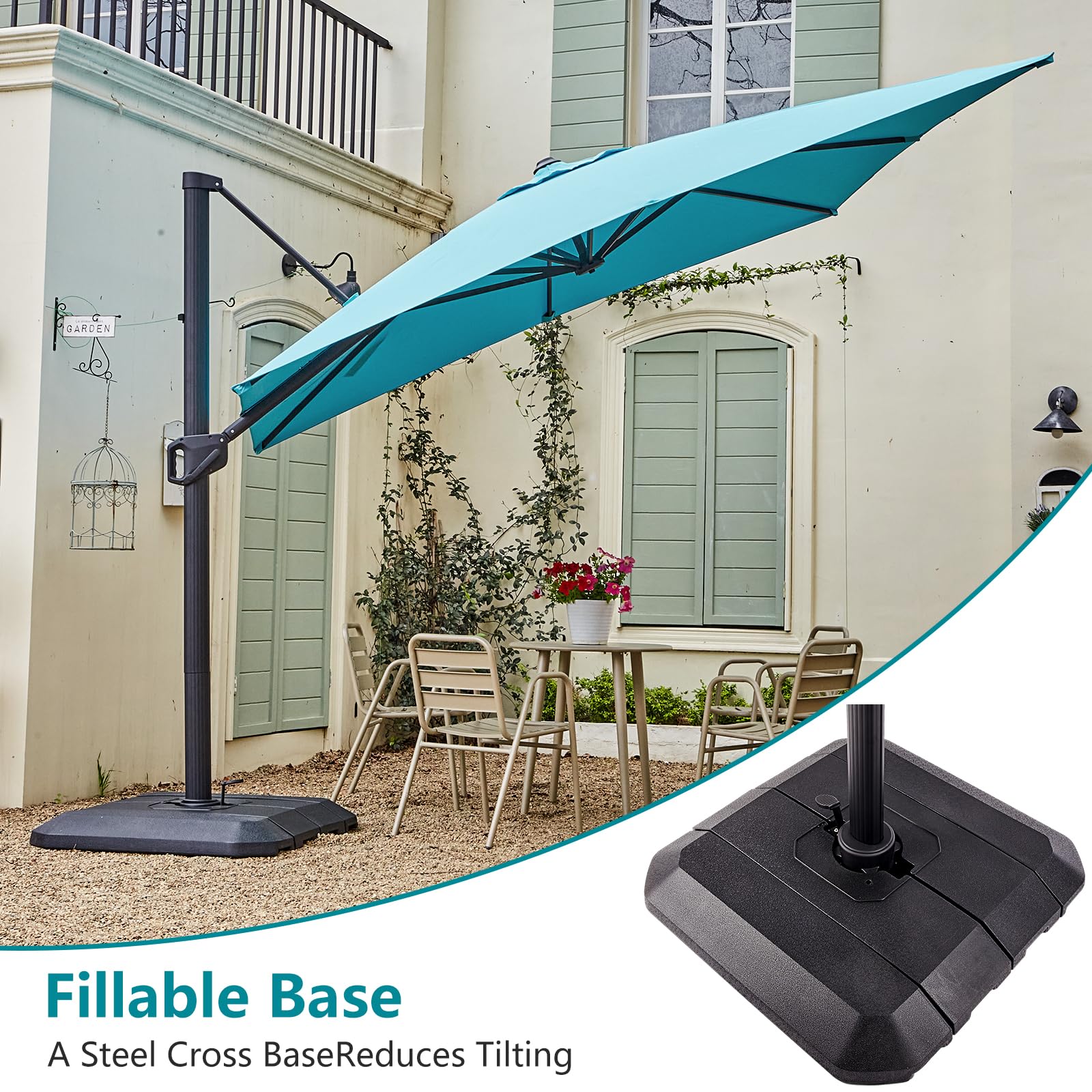 Ombrellone in alluminio GARVEE 300x300cm verde, parasole da esterno resistente alle intemperie