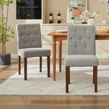 Set di 2 sedie da pranzo imbottite Garvee, design moderno Parsons, tessuto in lino morbido, gambe in legno robusto, supporto ergonomico, grigio, sala da pranzo e bar - nero