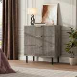Garvee Comò Camera Da Letto 3 Cassetti Moderno Design Elegante Legno Robusto Metallo Versatile Soggiorno Ufficio Corridoio 70x40x77 Cm
