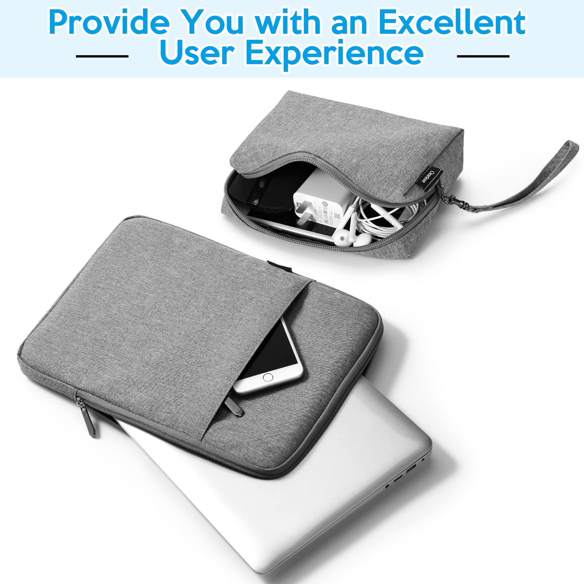 Borsa/custodia per laptop Garvee da 13 pollici per MacBook Pro 2020 M1-2016 ultrasottili, grigio