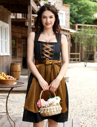 Garvee Dirndl corto da donna, elegante abito tradizionale Oktoberfest, nero, taglie 34-48