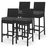 Set di 4 sgabelli da bar per esterni in vimini Garvee - Ergonomici e robusti - Struttura in rattan PE e acciaio - Per giardino e patio - 16''x17,7''x40,7'' - Nero resistente alle intemperie