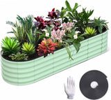 Fioriera rialzata in metallo zincato Garvee da 8x2x1,5 piedi per balcone e giardino, antiruggine, durevole, ergonomica, leggera - Ovale 8 x 2 x 1,5 piedi verde oliva
