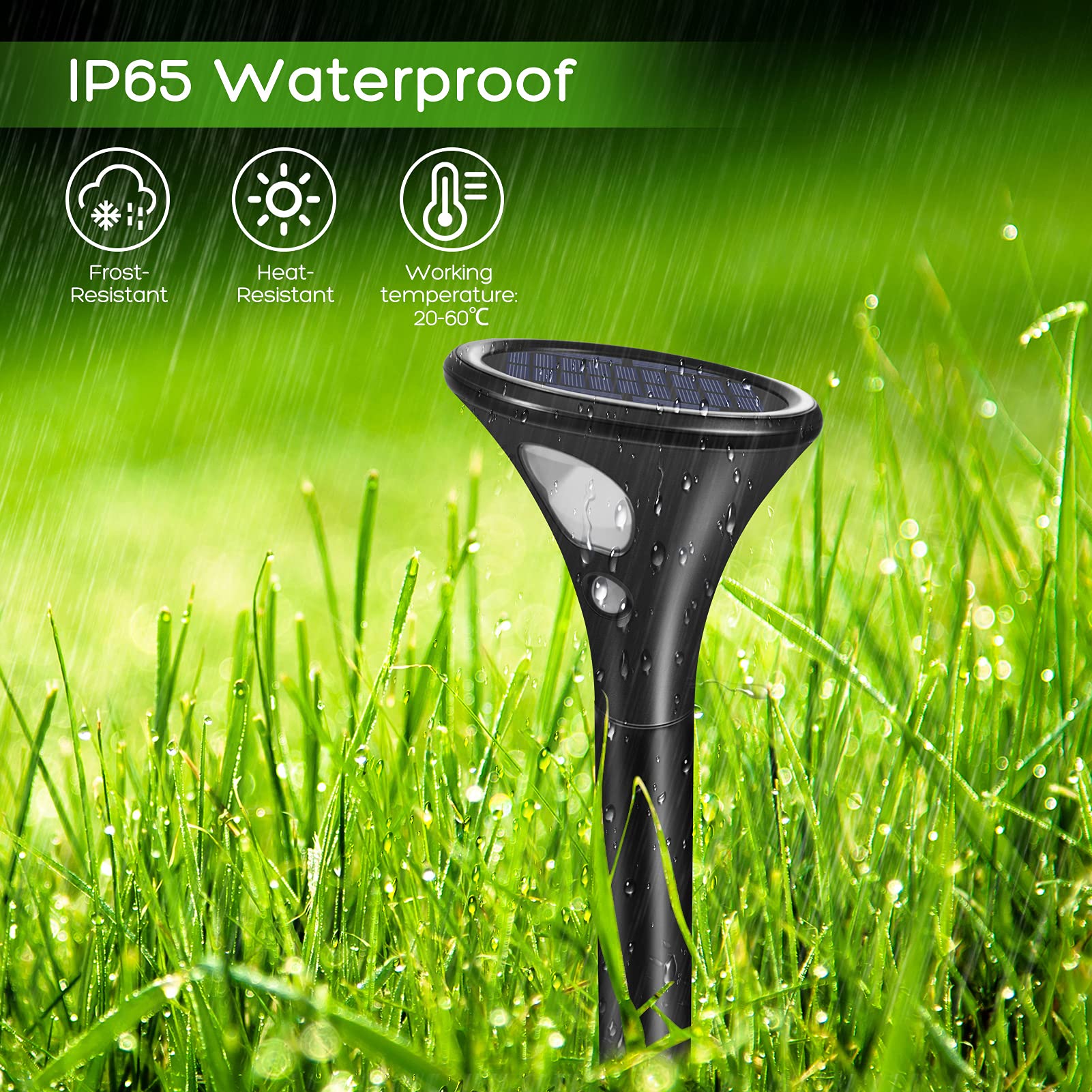 Luci solari Garvee per uso esterno, confezione da 4, luci solari da giardino con sensore di movimento, impermeabili IP65, per giardino, patio, prato, sentiero