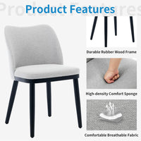 Garvee Set di 2 sedie da pranzo, rivestite in tessuto con gambe in legno, ergonomiche, moderne, grigie, per cucina e bar