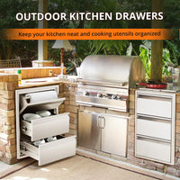 Unità cucina da esterno in acciaio inossidabile Garvee - Stazione grill a 3 livelli per giardino e patio, struttura robusta, perfetta per gli amanti dell'outdoor