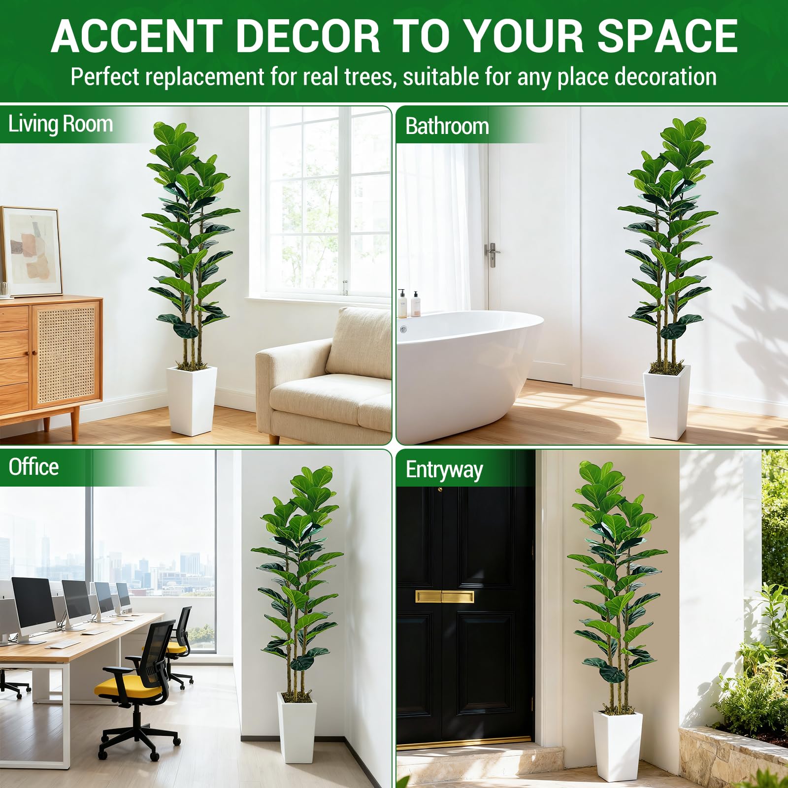 Albero artificiale Garvee da 6 piedi per interni, realistico, senza manutenzione, versatile, durevole, verde