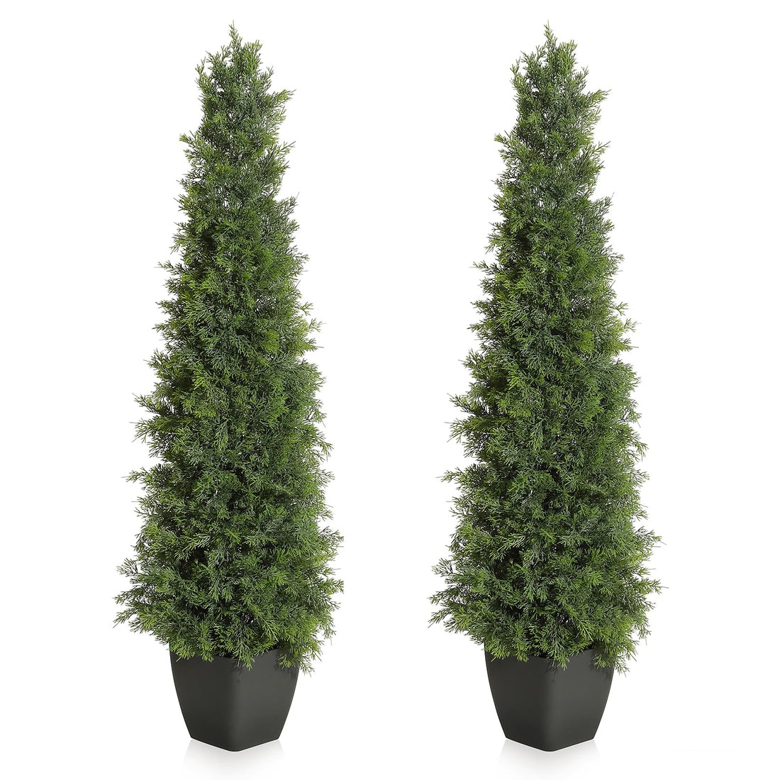 Albero di cedro artificiale Garvee da 48 pollici, resistente ai raggi UV, realistico, tronco di legno, resistente alle intemperie, set da 2, decorazione natalizia per esterni, verde