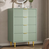 Garvee Cassettiera Fluted Moderna 4 Cassetti con Maniglie in Metallo per Camera da Letto e Soggiorno, Legno MDF, Ampio Spazio, Antiribaltamento, Naturale - Verde Oliva