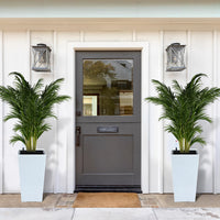 Garvee Set di 2 fioriere old 22.5" con irrigazione automatica e indicatore del livello dell'acqua su balcone e terrazzo, bianco e nero, resistente a tutte le temperature