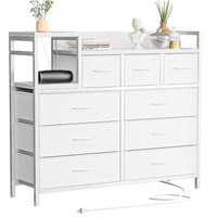 Cassettiera Garvee con 9 cassetti in tessuto, multifunzionale per camera da letto e soggiorno, 100x30x86 cm, bianco