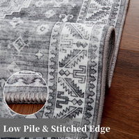 Tappeto vintage per soggiorno Garvee, morbido tappeto orientale lavabile per camera da letto, grigio, 60x230 cm