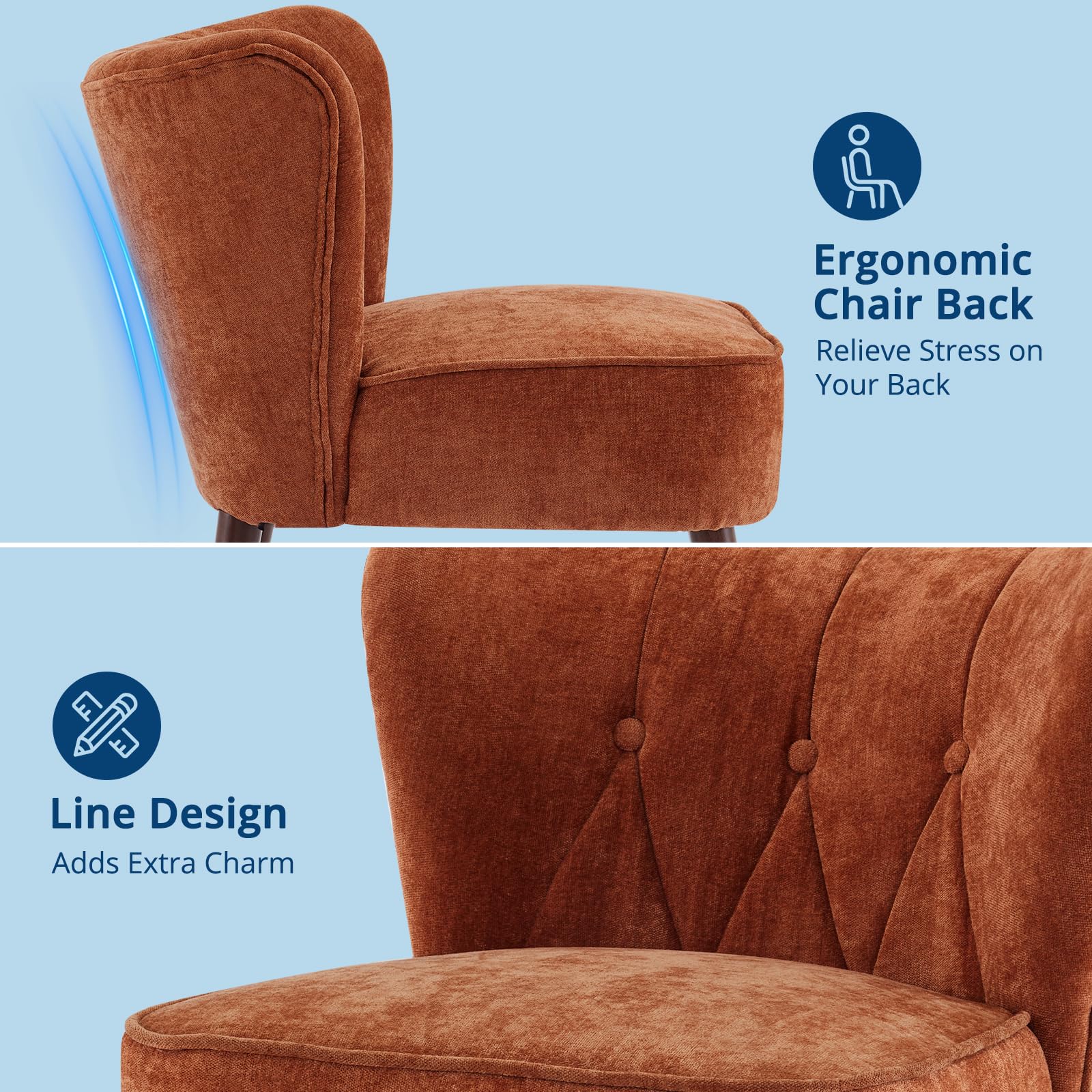 Sedia ergonomica Garvee Mid-Century Modern con schienale alto e braccioli, rivestimento in velluto, per soggiorno, ufficio, 22x26 pollici, velluto