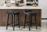 Set Garvee 2 Sgabelli da Bar 66,5 cm Moderni con Schienale Basso e Poggiapiedi, Gambe in Legno, Altezza Bancone, Cucina e Sala da Pranzo, Neri - Black