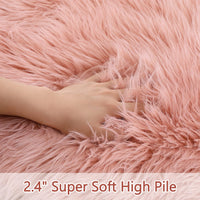 Garvee Tappeto in Pelliccia Sintetica Rosa 2x3 Piedi, Morbido e Spesso 2.36" Pile, Antiscivolo per Camera da Letto e Soggiorno