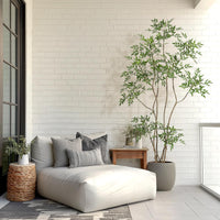 Pianta artificiale da interno Garvee, albero Nandina da 2,1 m con vaso bianco, realistica, facile da pulire, in plastica, decorazione per soggiorno e ufficio