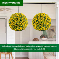 Garvee Set di 2 palline di bosso artificiali, 45 cm, resistenti alle intemperie e facili da pulire, gialle, per uso interno ed esterno, matrimoni e giardino
