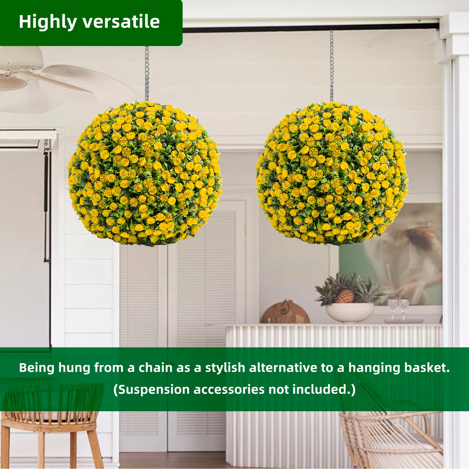 Garvee Artificial Bosso Balls 15,7 pollici Materiale PE resistente alle intemperie e senza manutenzione per uso interno ed esterno Verde
