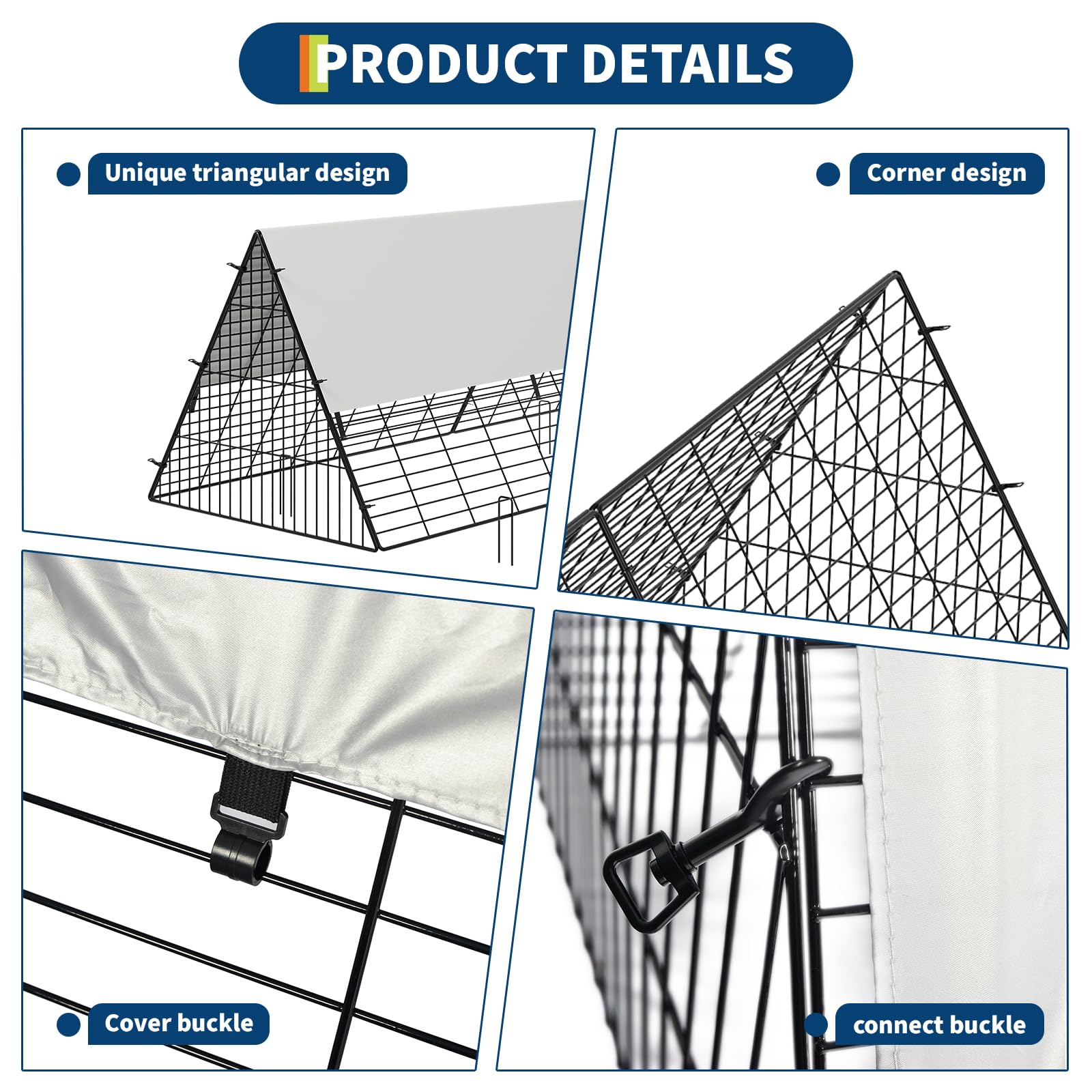 Tunnel per polli in metallo Garvee con protezione UV impermeabile, acciaio robusto, ampio spazio per giardino e fattoria, nero