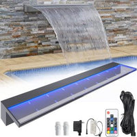 Garvee Fontana da Parete Esterna 91,4 cm in Acciaio Inox con Striscia LED Multicolore, Controllo Remoto, Montaggio Flessibile per Giardini e Patio