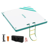 Garvee Piattaforma Galleggiante Gonfiabile 1,8x1,5 m PVC Marino 2700g/m², 15,24 cm Spessore, Antiscivolo, Portatile per Spiaggia e Piscina, Vari Dimensioni, Blu - Verde