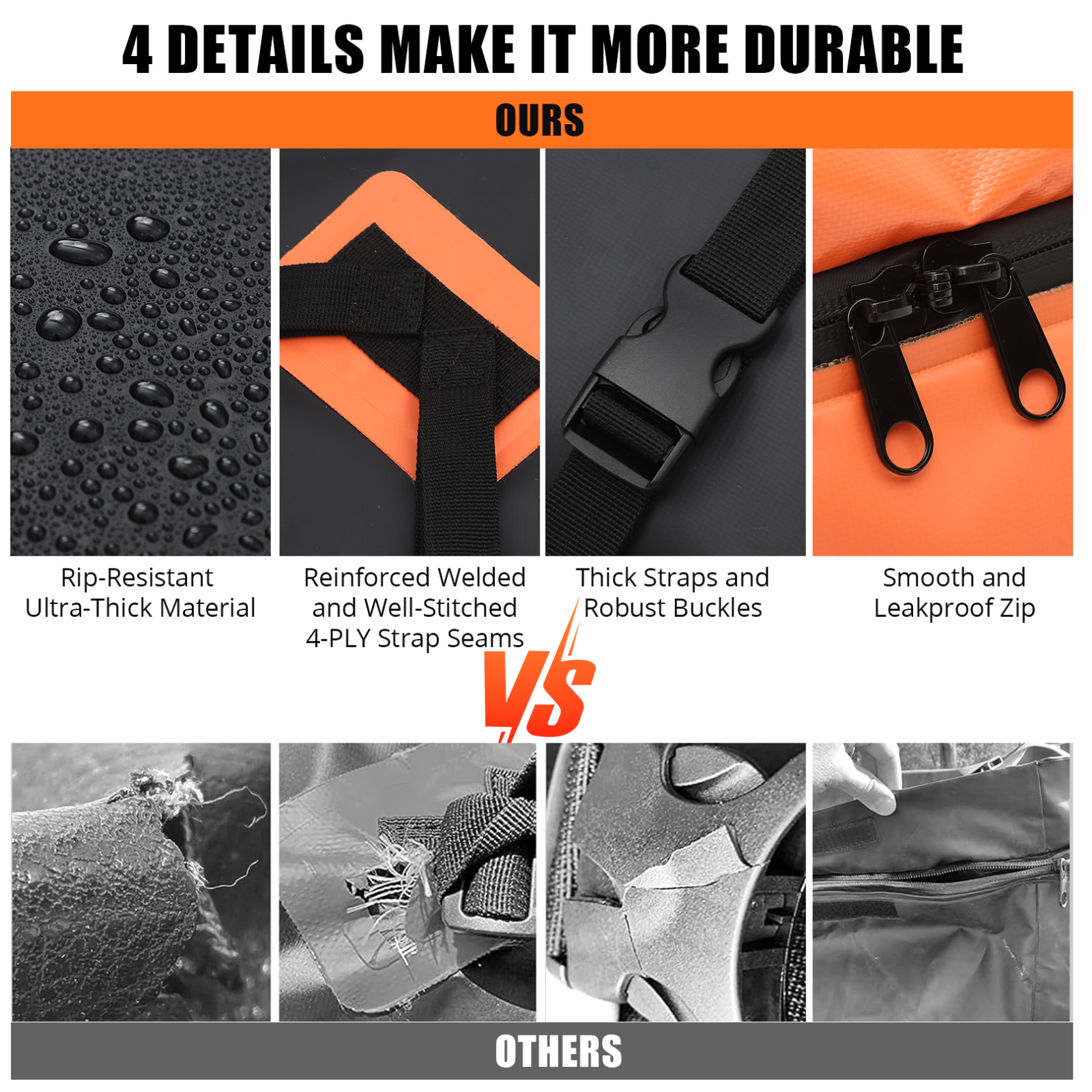 Borsa portabagagli per auto Garvee da 21 piedi cubi impermeabile con 8 cinghie rinforzate per viaggi L51,9 x L39,4 x A17,7 pollici Nero