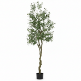 Albero di ulivo artificiale Garvee da 213.36 cm con foglie e frutti realistici per soggiorno, camera da letto, ufficio, 210 cm, verde - Come mostrato