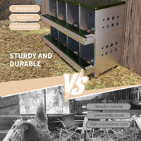 Garvee Chicken Nesting Box, pollaio zincato a 8 fori, resistente alle intemperie, verde, con 8 posti di nidificazione e struttura durevole per una produzione di uova sicura in giardino
