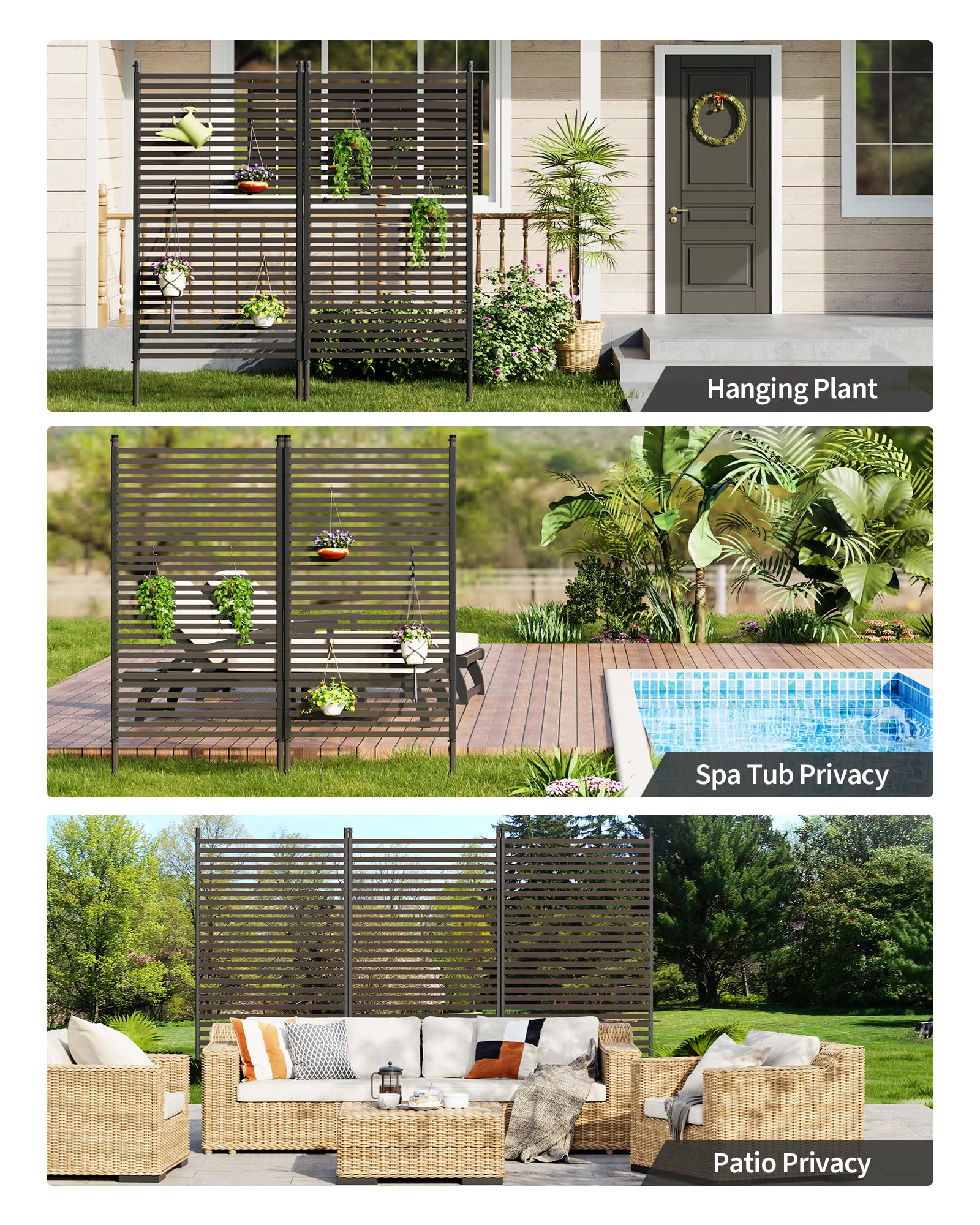 Schermo per la privacy da esterno Garvee con supporto, 35x70 pollici, recinzione AC, rivestimento per attrezzature da piscina, resistente alle intemperie, copertura per bidoni da giardino