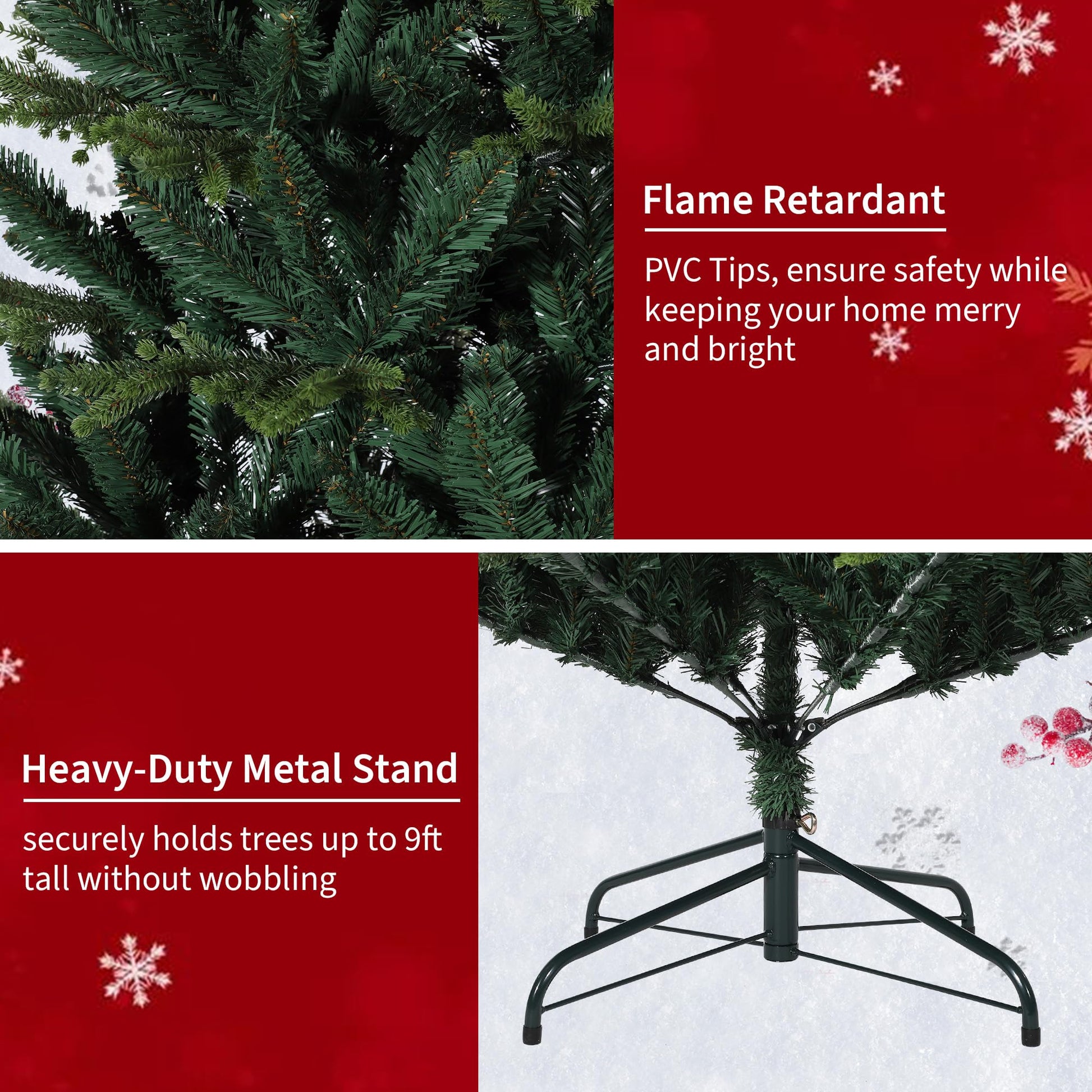 Albero di Natale Artificiale Garvee 210 cm PE/PVC con LED Risparmio Energetico per Grandi Stanze