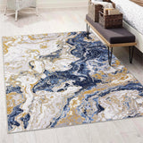Garvee Tappeto Moderno in Perlensamt Lavabile Antiscivolo Resistente Morbido Basso Pelo Blu 120x170cm Per Soggiorno e Camera - Blue