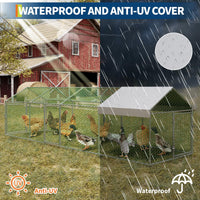 Pollaio Garvee Large 160 x 40 x 40 pollici con 4 porte, resistente alle intemperie, tubo in acciaio zincato, recinzione metallica sicura per polli e conigli, robusta e resistente alle intemperie