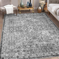 Tappeto vintage Garvee 120x170cm, lavabile, antiscivolo, stile boho, per soggiorno, camera da letto, sala da pranzo, grigio