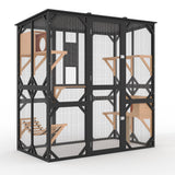 Garvee Catio Esterno per Gatti 178 cm con Accesso Finestra, Struttura in Legno, Tetto Asfalto Impermeabile, Posto Graffio, Ponte e Condo, Spazio Sicuro per Gatti