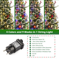 Albero di Natale Artificiale Garvee 4 Piedi con 150 LED Bianco Caldo/Multicolore, 8 Modalità, Fibra Ottica e Base Trasparente