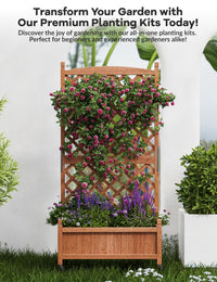 Garvee Letto da giardino rialzato in legno con traliccio e ruote per terrazza e giardino 75x33x150cm Legno di abete